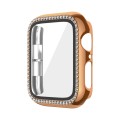 For Apple Watch Series 9 / 8 / 7 45mm Plating Row Diamond PC Watch Case with Film(Rose Gold)