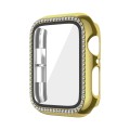 For Apple Watch Series 9 / 8 / 7 45mm Plating Row Diamond PC Watch Case with Film(Gold)