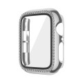 For Apple Watch Series 9 / 8 / 7 41mm Plating Row Diamond PC Watch Case with Film(Silver)