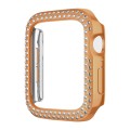 For Apple Watch Series 9 / 8 / 7 45mm Plating Dual-Row Diamond Hollow PC Watch Case(Rose Gold)