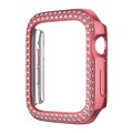 For Apple Watch Series 9 / 8 / 7 45mm Plating Dual-Row Diamond Hollow PC Watch Case(Rose Pink)