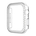 For Apple Watch Series 9 / 8 / 7 45mm Plating Dual-Row Diamond Hollow PC Watch Case(Transparent)