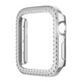 For Apple Watch Series 9 / 8 / 7 45mm Plating Dual-Row Diamond Hollow PC Watch Case(Silver)
