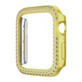 For Apple Watch Series 9 / 8 / 7 45mm Plating Dual-Row Diamond Hollow PC Watch Case(Gold)