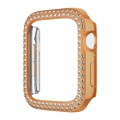 For Apple Watch Series 9 / 8 / 7 41mm Plating Dual-Row Diamond Hollow PC Watch Case(Rose Gold)