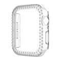 For Apple Watch Series 9 / 8 / 7 41mm Plating Dual-Row Diamond Hollow PC Watch Case(Transparent)