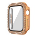 For Apple Watch Series 6 / 5 / 4 / SE 44mm Plating Dual-Row Diamond PC Watch Case with Film(Rose Gol