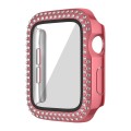 For Apple Watch Series 6 / 5 / 4 / SE 44mm Plating Dual-Row Diamond PC Watch Case with Film(Rose Pin