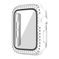 For Apple Watch Series 9 / 8 / 7 45mm Plating Dual-Row Diamond PC Watch Case with Film(Transparent)