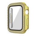For Apple Watch Series 9 / 8 / 7 45mm Plating Dual-Row Diamond PC Watch Case with Film(Gold)