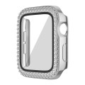 For Apple Watch Series 3 / 2 / 1 38mm Plating Dual-Row Diamond PC Watch Case with Film(Silver)