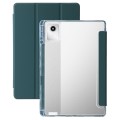 For Lenovo Tab M11 /Xiaoxin Pad 11 2024 Clear Acrylic 3-Fold Leather Tablet Case(Deep Green)