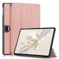 For Honor Pad 9 Custer Pure Color 3-Fold Leather Tablet Case(Rose Gold)