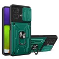 For Motorola Edge 40 Neo 5G Sliding Camshield TPU+PC Phone Case with Card Slot(Dark Green)