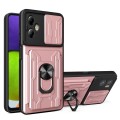 For Motorola Moto G14 Sliding Camshield TPU+PC Phone Case with Card Slot(Rose Gold)