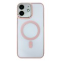 For iPhone 12 MagSafe Skin Feel Phone Case with Lens Film(Pink)