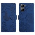 For ZTE Libero 5G IV Skin Feel Butterfly Peony Embossed Leather Phone Case(Blue)