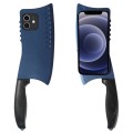 For iPhone 12 Simulated Kitchen Knife TPU + PC Phone Case(Blue)