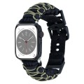 For Apple Watch SE 2023 40mm Dual-layer Braided Paracord Buckle Watch Band(Black Army Green)