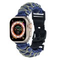 For Apple Watch Ultra 2 49mm Dual-layer Braided Paracord Buckle Watch Band(Navy Army Green)