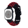For Apple Watch Series 9 45mm Dual-layer Braided Paracord Buckle Watch Band(Black Red)