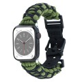 For Apple Watch Series 9 41mm Dual-layer Braided Paracord Buckle Watch Band(Army Green Black)