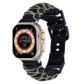 For Apple Watch Ultra 49mm Dual-layer Braided Paracord Buckle Watch Band(Black Army Green)