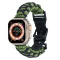 For Apple Watch Ultra 49mm Dual-layer Braided Paracord Buckle Watch Band(Army Green Black)