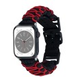 For Apple Watch Series 8 45mm Dual-layer Braided Paracord Buckle Watch Band(Black Red)