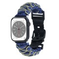 For Apple Watch Series 7 41mm Dual-layer Braided Paracord Buckle Watch Band(Navy Army Green)