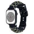 For Apple Watch 38mm Dual-layer Braided Paracord Buckle Watch Band(Black Army Green)