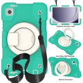 For Samsung Galaxy Tab A9 8.7 2023 Silicone Hybrid PC Tablet Case with Shoulders Strap(Mint Green)