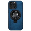For iPhone 15 Pro Max i.Crystal Lambskin Fulcrum Support Phone Case(Blue)