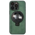 For iPhone 15 Pro Max i.Crystal Lambskin Fulcrum Support Phone Case(Green)