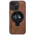 For iPhone 15 Plus i.Crystal Lambskin Fulcrum Support Phone Case(Brown)