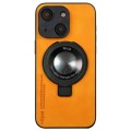 For iPhone 15 Plus i.Crystal Lambskin Fulcrum Support Phone Case(Orange)