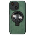 For iPhone 15 i.Crystal Lambskin Fulcrum Support Phone Case(Green)