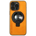 For iPhone 12 Pro Max i.Crystal Lambskin Fulcrum Support Phone Case(Orange)