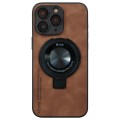 For iPhone 11 Pro Max i.Crystal Lambskin Fulcrum Support Phone Case(Brown)