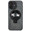 For iPhone 11 i.Crystal Lambskin Fulcrum Support Phone Case(Dark Grey)