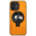 For iPhone 11 i.Crystal Lambskin Fulcrum Support Phone Case(Orange)