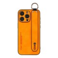 For iPhone 15 Pro Max Lambskin Wristband Holder Phone Case(Orange)
