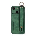 For iPhone 15 Lambskin Wristband Holder Phone Case(Green)