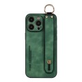 For iPhone 12 Pro Lambskin Wristband Holder Phone Case(Green)