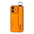 For iPhone 11 Lambskin Wristband Holder Phone Case(Orange)