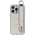 For iPhone 12 Pro Flash Diamond Wristband Holder Phone Case(Flash Gold)