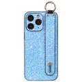For iPhone 11 Pro Max Flash Diamond Wristband Holder Phone Case(Flash Blue)