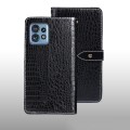 For Motorola Edge 40 Pro 5G idewei Crocodile Texture Leather Phone Case(Black)