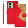 For Motorola Edge 40 5G idewei Two-color Splicing Leather Phone Case(Red)