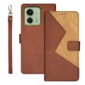 For Motorola Edge 40 5G idewei Two-color Splicing Leather Phone Case(Brown)